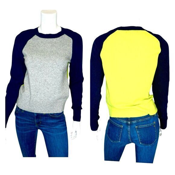 BANANA REPUBLIC Women’s S Extra‎ Fine Merino Wool Sweater Color Block Crewneck - Picture 1 of 5